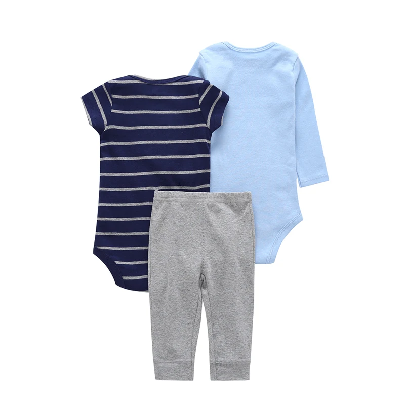 Одежда для новорожденных от 6 до 24 месяцев комплект одежды из 3 предметов для маленьких мальчиков и девочек, Милый хлопковый боди с рисунком единорога+ комбинезон+ штаны