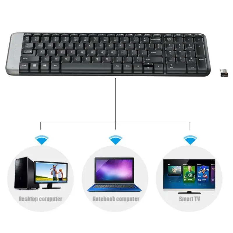 Logitech K230 немой Беспроводной Клавиатура Teclado 2,4 ГГц USB 2,0 приемник Тихая Кнопка Офис клавиатура для настольных ПК