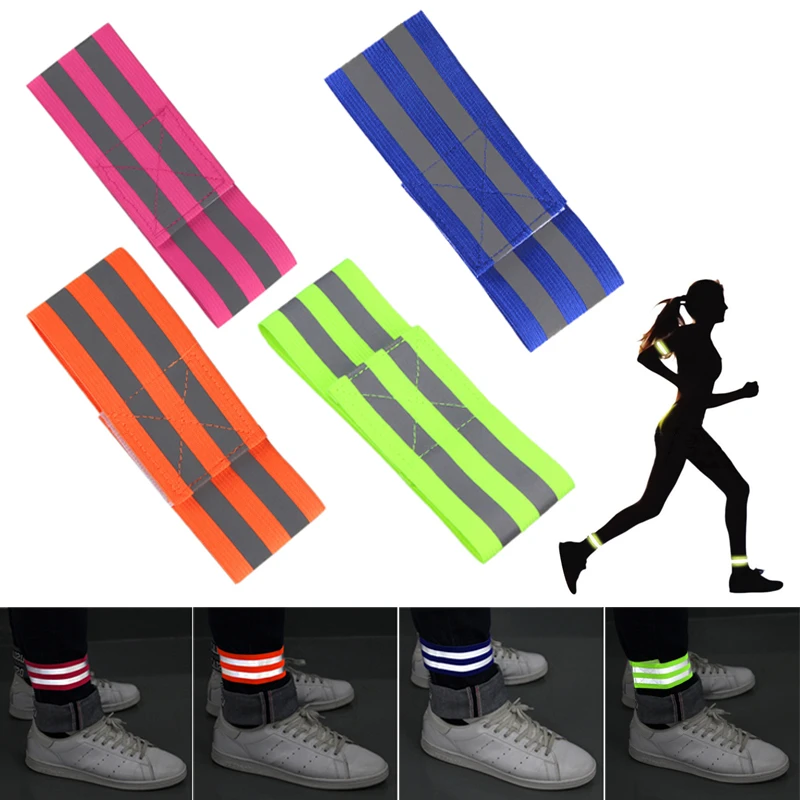 

4 color Practical Reflective Elastic Cycling Running Safety Alert Armlet Visibility Reflective Trousers Belt