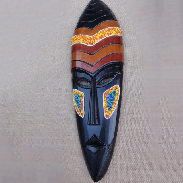 

Aqumotic Wooden Artistic Mask Colorful Beads 3D Wall Decoration Plates Large Sign Party Decorations Us Peking Handicrafts