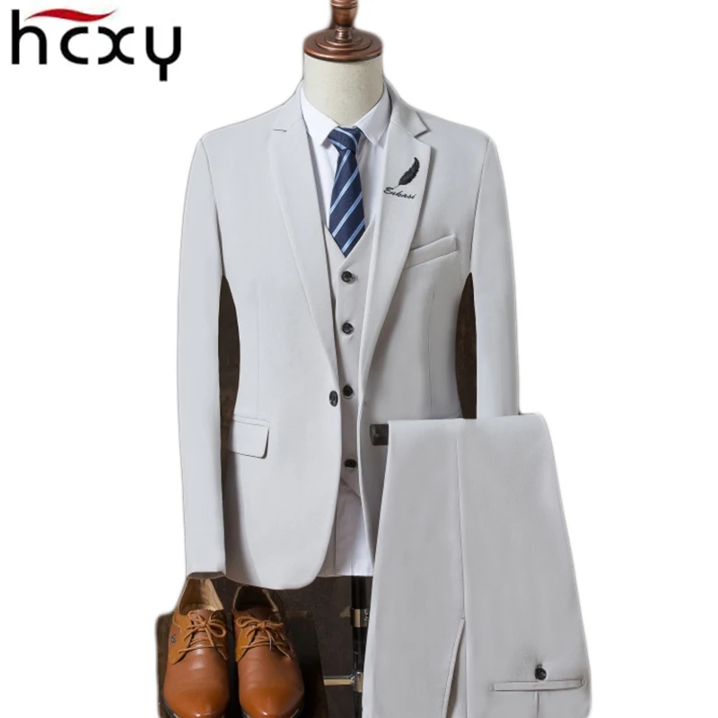 2018 Осень slim fit мужские пиджаки мода Блейзер костюм куртка для мужчин 3 шт. комплект (пальто + жилет + брюки) мужские пальто свадебное платье