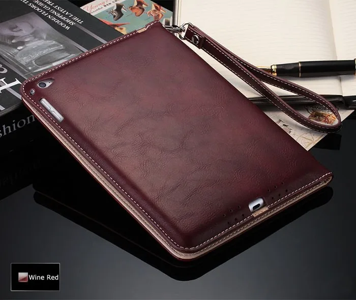 Top Grade Retro Business Striped Leather Case for iPad Ultrathin Handheld Stand Card Smart Cover for Apple iPad  (9)