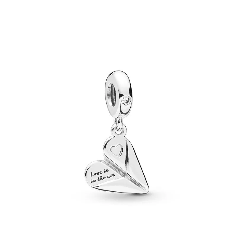 

5PCS HTevak Silver Paper Plane Shape Metal Pendant Love is in the air Heart Charms Fit DIY Women Men Bracelets Jewelry Making