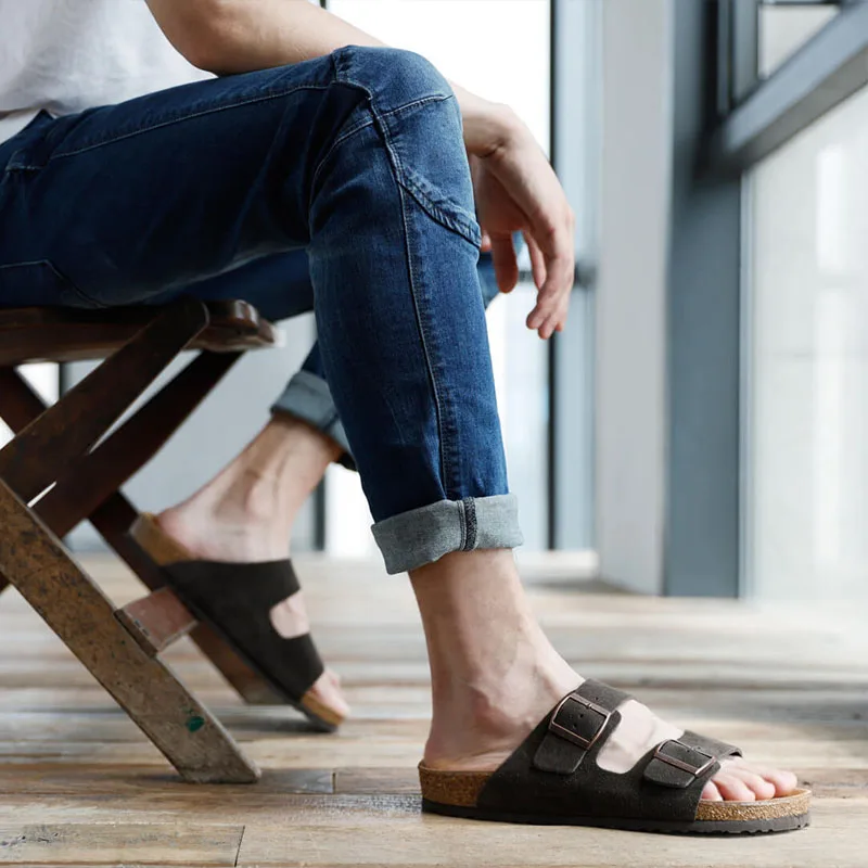  Original Xiaomi Aishoes Summer wild suede cork sandals Non-slip wear Cork slippers Leather beach sh