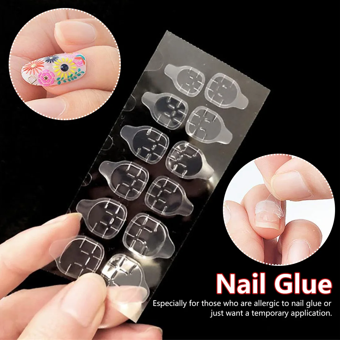 

False Art Extension Glue Tool 10 Sheet DIY Nail Tip Transparent Double Sided Self Adhesive Sticker Jelly Waterproof Easy Handle