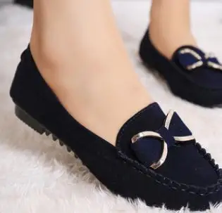 

2018 new peas flat with flat casual single bow women's shoes non-slip