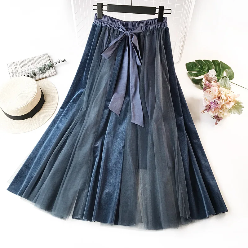 

Spring Summer Tulle Skirts Womens Plus Size 2019 European Fluffy Pleated Skirt High Waist Boho Jupe Femme Faldas Mujer Tule Rok