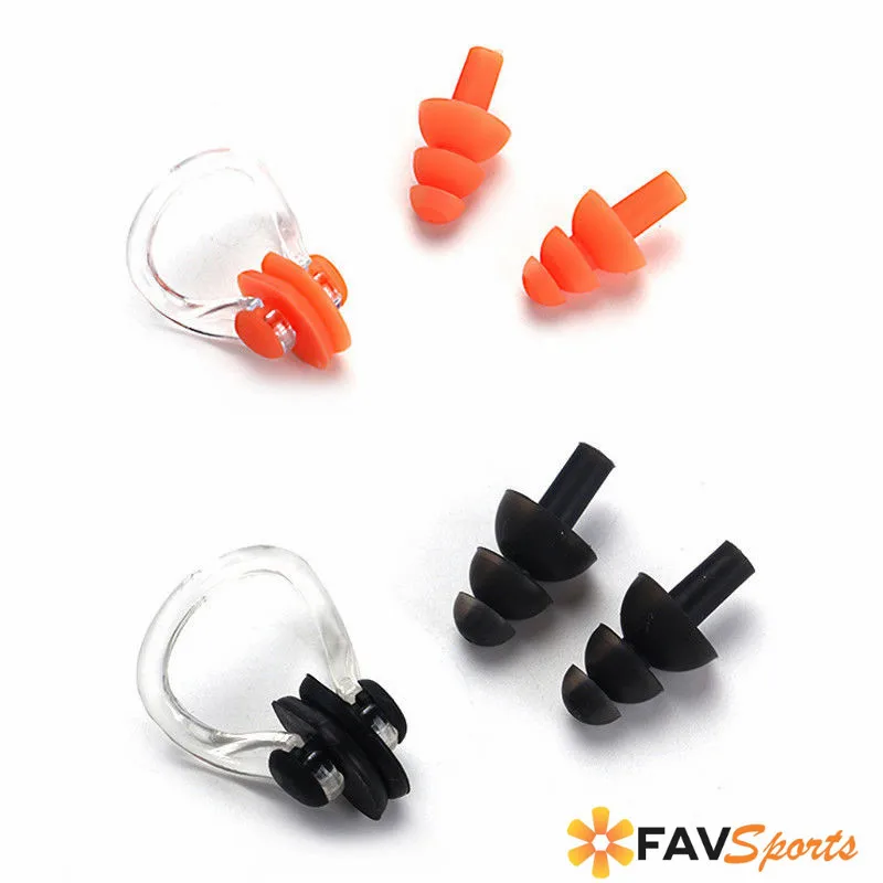 FAVSPORTS 3Pcs Nose/Ear Clips Waterproof Soft Silicone Swimming Ear Plugs Noise Clip Set Water Sports Swimming Pool Accessories