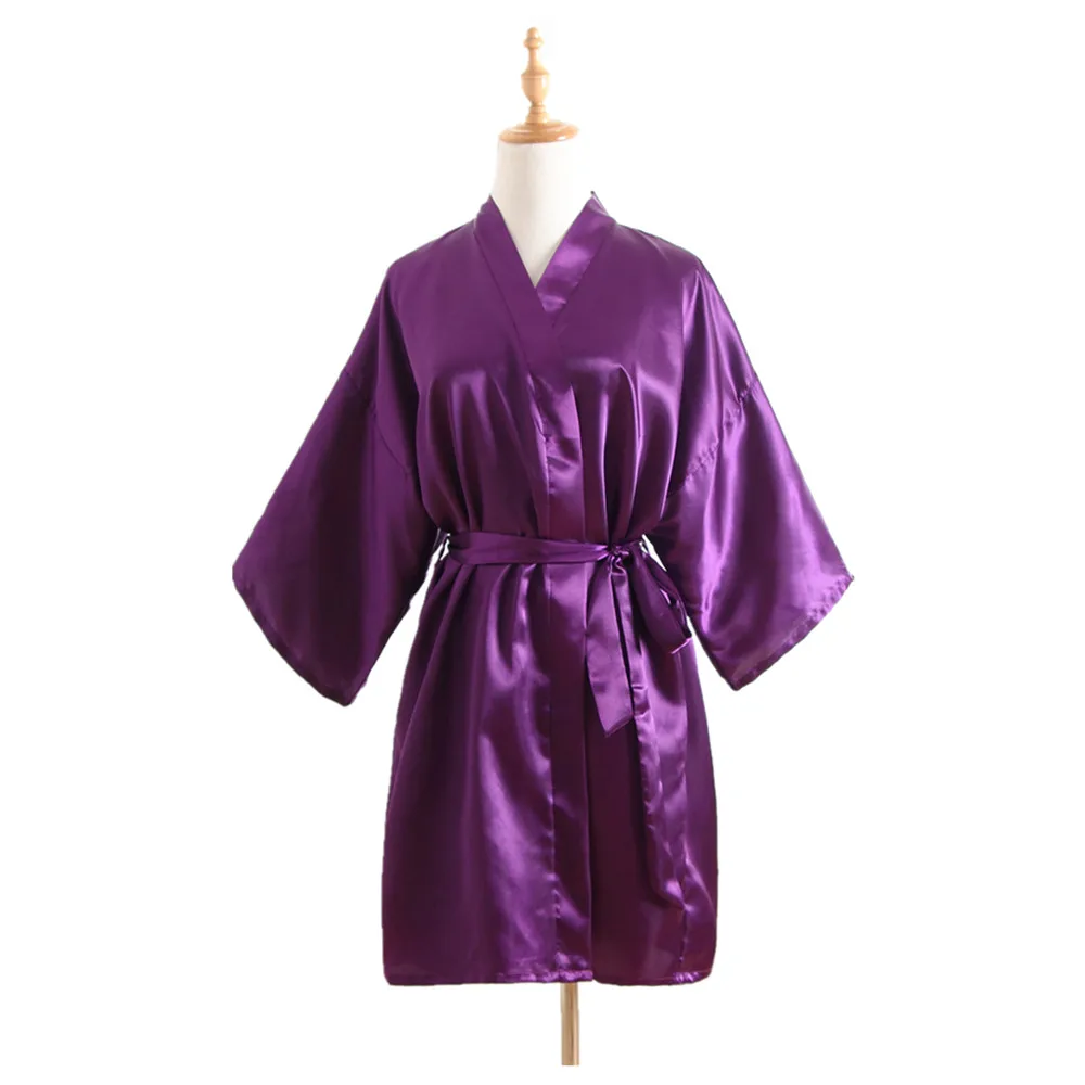 

Sexy Purple One Size Brides Wedding Solid Robe Dress Women's Elegant Print Satin Nightwear Flowers Kimono Bathrobe Gown Pajamas