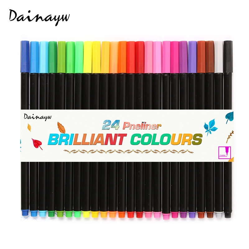 

24 colors/set 0.4 Mm Fineliner Pens Fine Draw Point Art Marker Pen Water Based Ink design Multicolours Graphic Drawing supplies