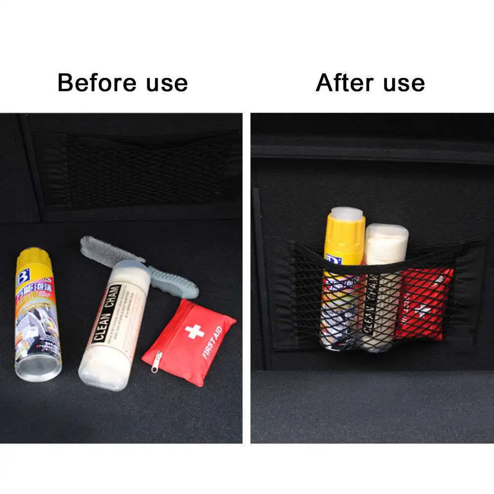 Car Interior Nets 1pc 40*25CM Car Trunk Seat Back Elastic Mesh Net Car Styling Storage Bag Pocket Cage Magic Tape