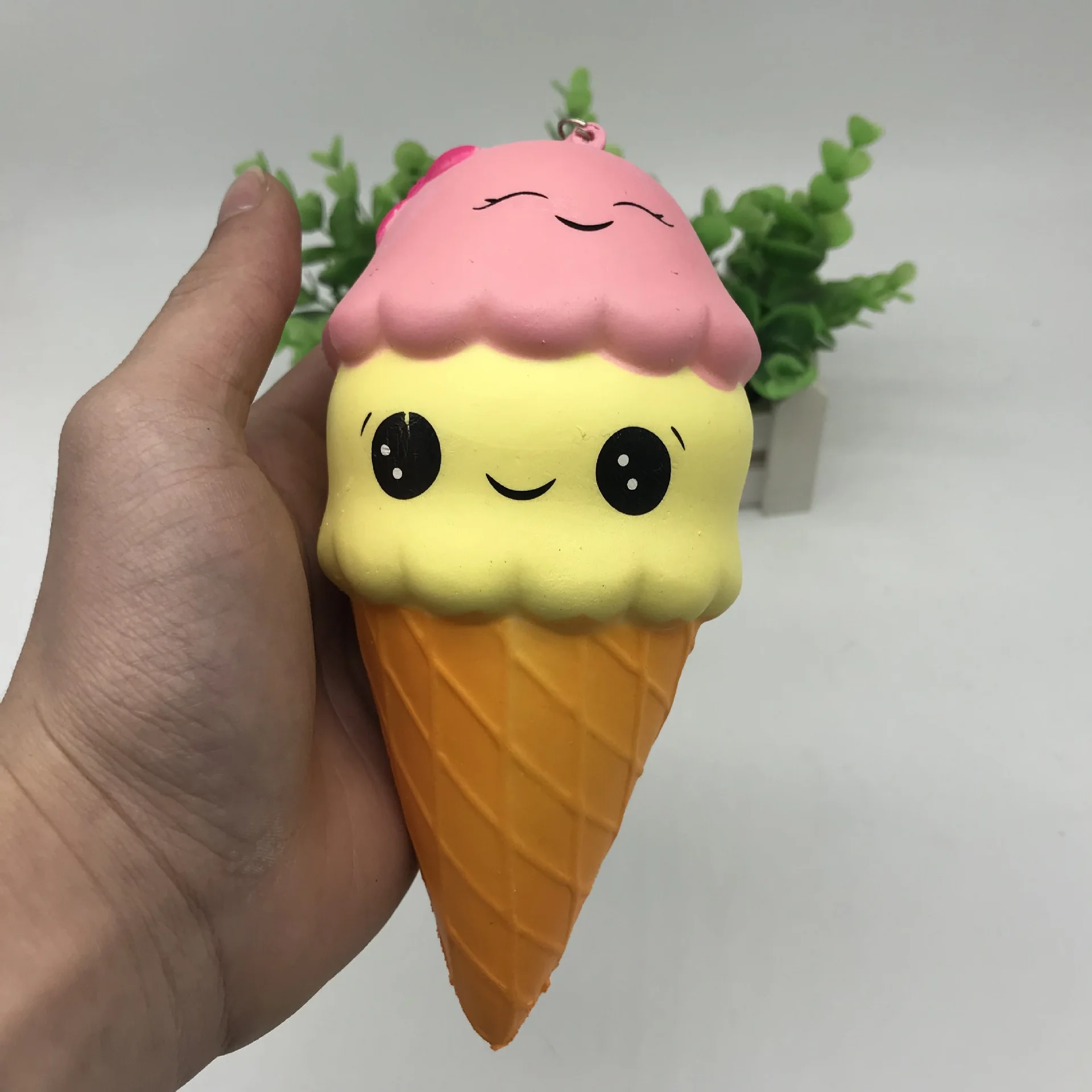 10CM 16CM Cute Kawaii Soft Double headed Smiley Face Ice Cream Squishy Toy Squeeze Slow Rising