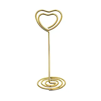 

New 24 Packs Table Number Card Holders Wedding Photo Holder Stand Place Card Paper Menu Clips Holders Gold Heart Shape