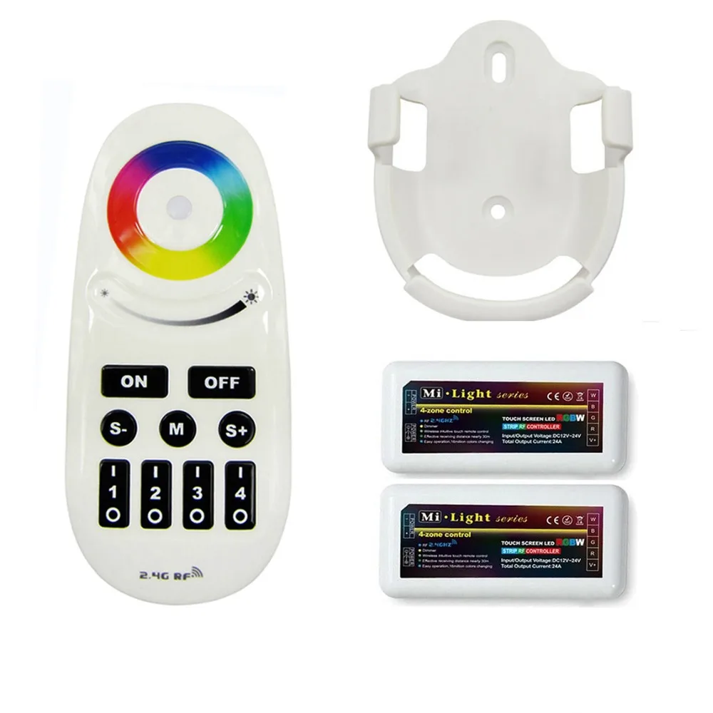 

1x Mi.Light 2.4G RF Wireless Remote With Wall Bracket + 2x 4-Zone RGBW Receiver Box FOR RGBW LED Strip