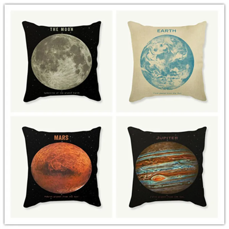 

New Arrival Universe Cushion Covers Space Earth Moon Mars Jupiter Cushion Cover Home Decorative Linen Pillow Case
