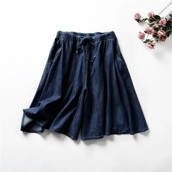 Women Fashion Casual Denim Wide leg culottes 2018 Summer Loose Slim ...