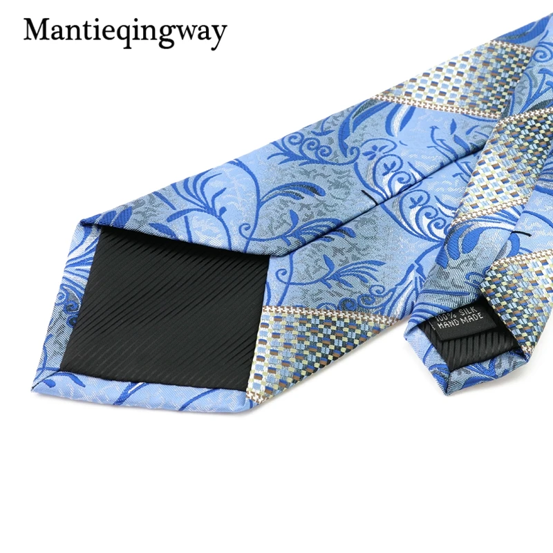 Mantieqingway синий жаккардовый геометрический узор Крават Набор для бизнеса 8,5 см Широкий Gravatas галстук носовой запонки набор для мужчин