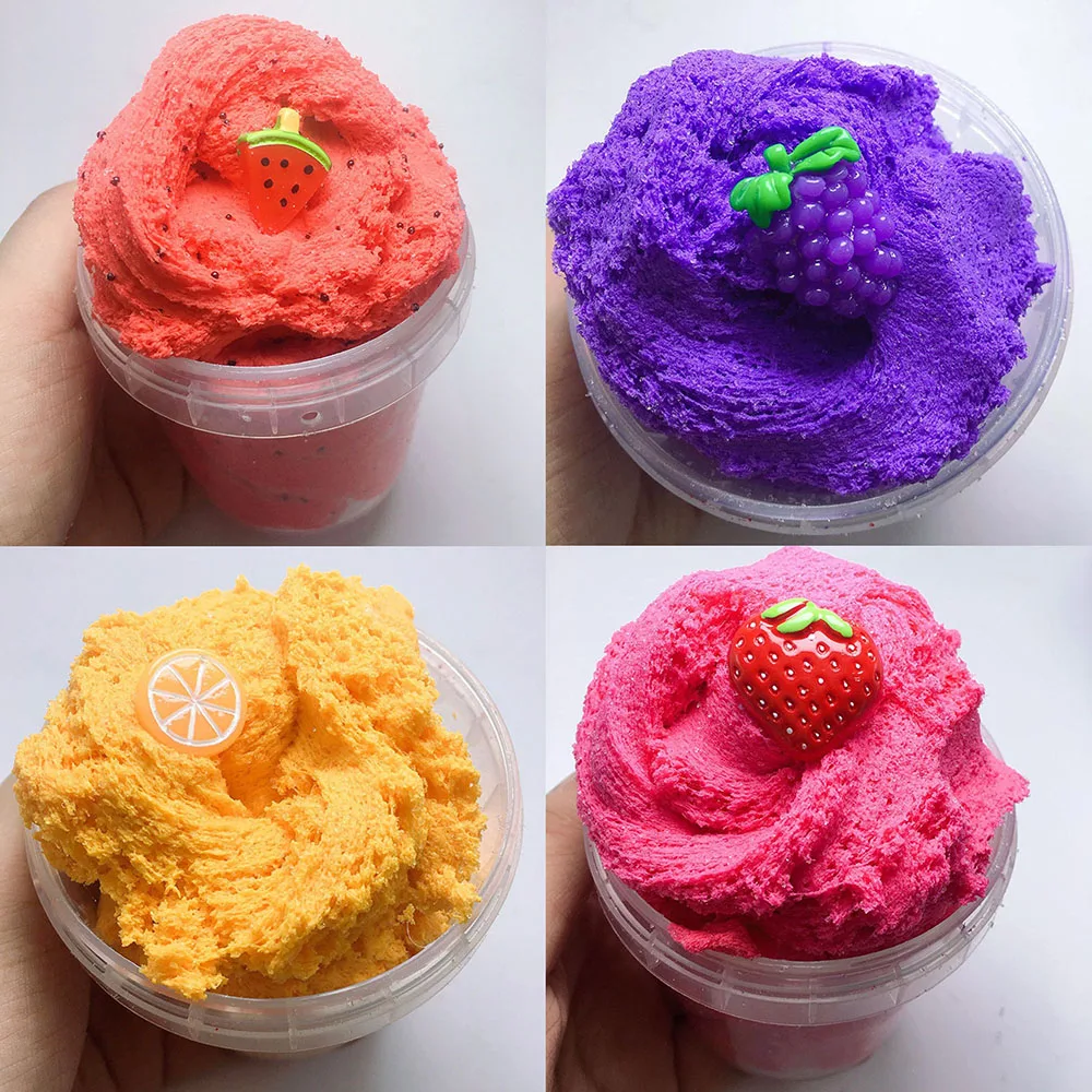 

60ml 120ml Cute Slime Watermelon Strawberry orange Fruit Charm Fluffy Slime Mud Floam Sludge Cloud Clay