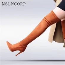Plus Size 34-43 New Spring and Autumn high heeled women Sexy Stretch Over Over the knee boots sexy Thin Heels Pumps woman Shoes цена Plus Size 34-43 New Spring and Autumn high heeled women Sexy Stretch Over Over the knee boots sexy Thin Heels Pumps woman Shoes цены онлайн
