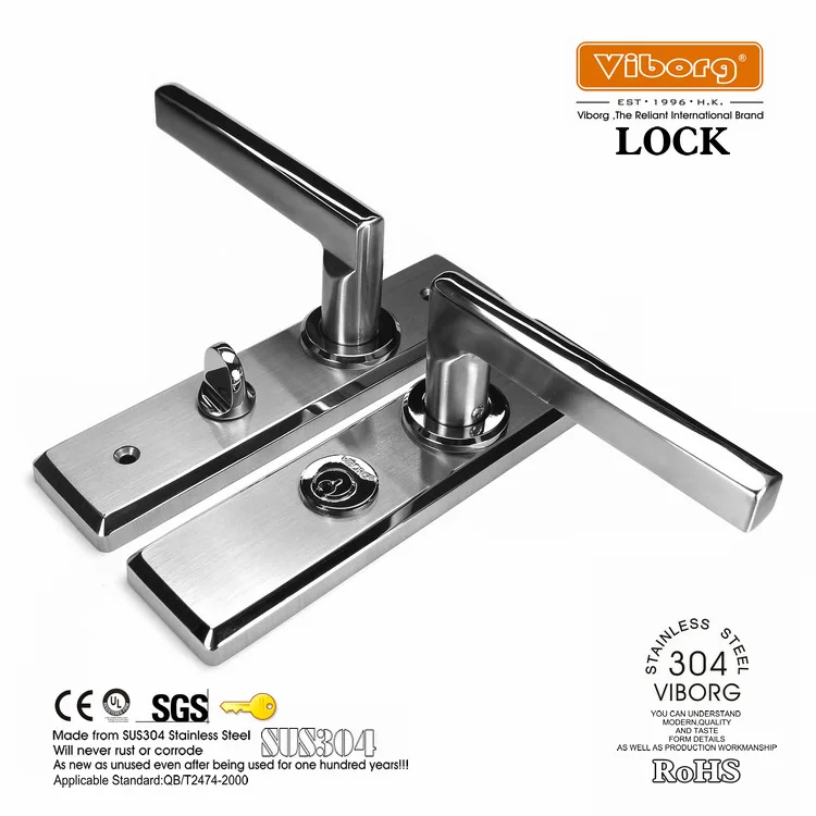 ФОТО VIBORG Deluxe SUS304 Stainless Steel Keyed Security Privacy Entrance Entry Door Mortise Lever Lockset Lock Set, satin nickel