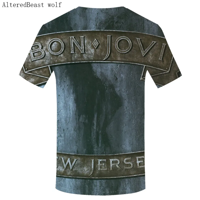 Мужская футболка с коротким рукавом Bon Jovi круглым вырезом в стиле панк рок