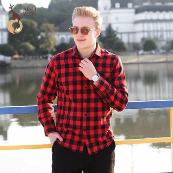 

Aoliwen Brand 2018 Best-Selling Business Casual Men's Long-Sleeved Plaid Shirt Four Styles Slim Fashion Men's Shirt Size M-5Xl