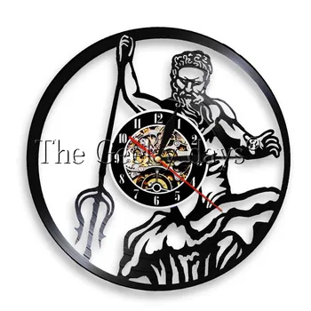 

1Piece Poseidon Greek Mythology Neptune God Vinyl Record Wall Clock Rock n Roll Wall Art Vinyl Record Led Vinyl Clock