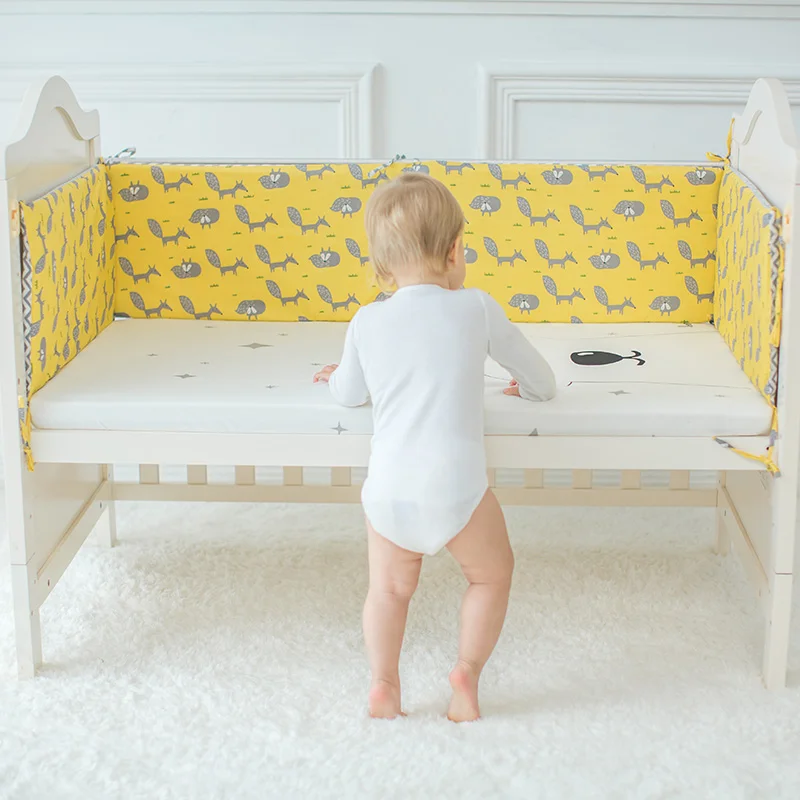Baby Bed Bumper Cartoon Pattern Baby Crib Protector Crotch To The Cot Infant Cotton Cradle Guard 120cm Length