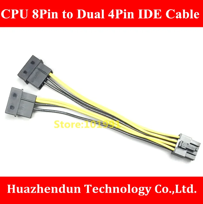 

High Quality 2pcs-CPU 8Pin Male to Dual IDE 4Pin Female Power Cable 4Pin to CPU 8Pin Adapter Cable CPU 8Pin Power Supply Cable