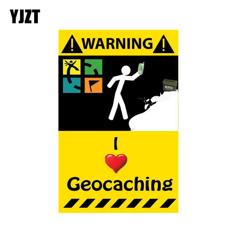 

YJZT 6.3CM*10.2CM Car Funny I Love Geocaching Creative Reflective Stickers PVC Decal 12-0822