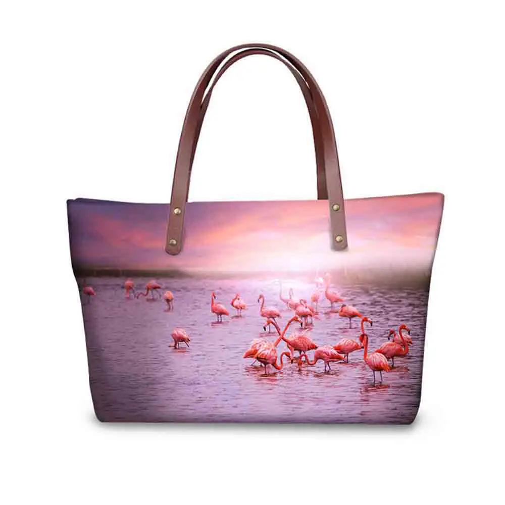 

Pink Flamingo Pattern Big Messenger Bag for Women 3d Animal Female Top-handle Bags Famous Designer Handbags Feminina