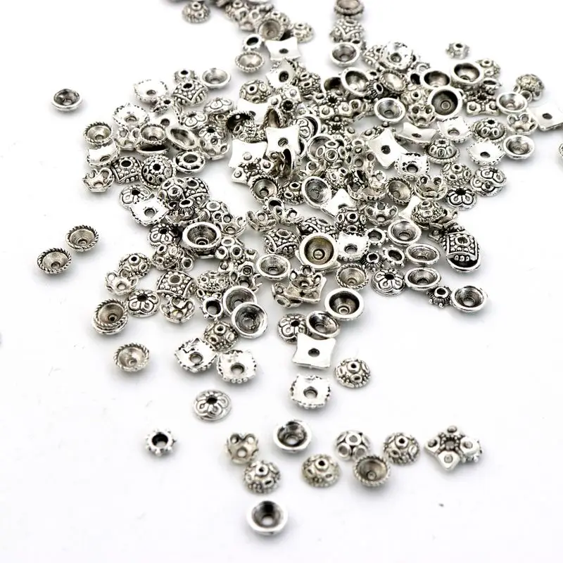 16pcs Tibetan Silver Hollow Flower Charms Pendants Crafts Beads 18x29.5mm