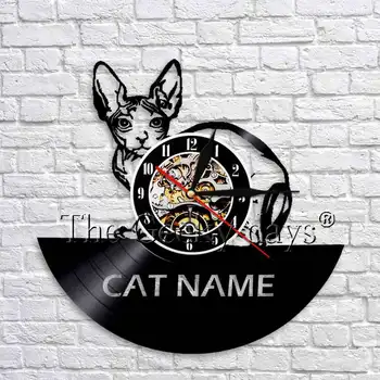 

Kitten Cat Wall Clock Vinyl Record Wall Clock Modern Design Cat Silhouette Wall Art Decor Unqiue Gift Idea For Cat Lover