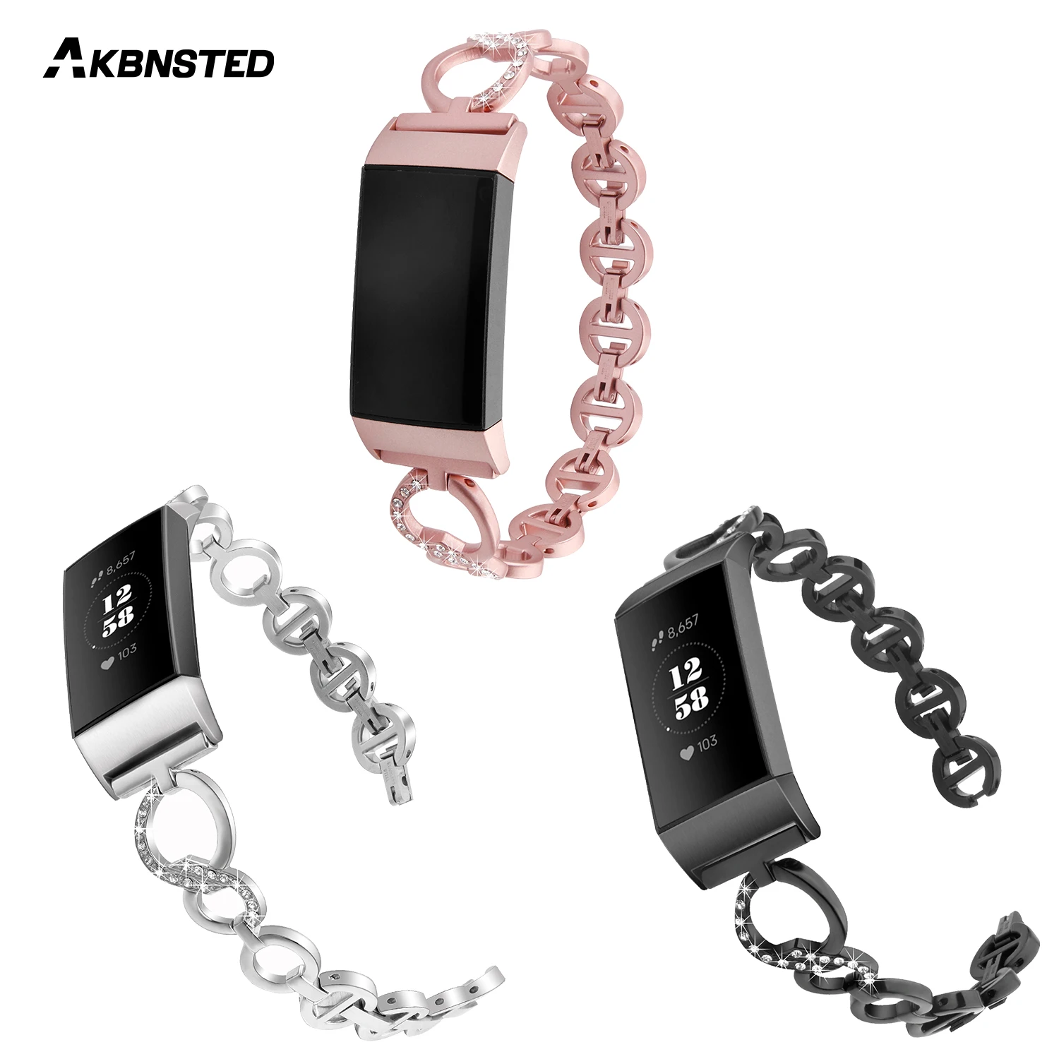 Браслет AKBNSTED из нержавеющей стали для Fitbit Charge 3 ремешка сменный металлический
