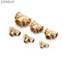Tee Type Brass Pipe Fitting Adapter Coupler Connector For Water Fuel Gas 1/8 Tee Type Brass Pipe Fitting Adapter Coupler Connector For Water Fuel Gas 1/8