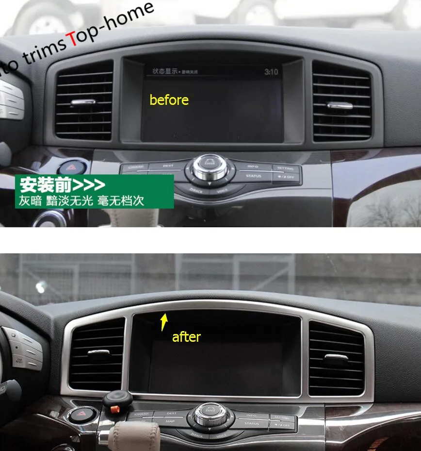 

Yimaautotrims Dashboard Navigation GPS Panel Air Conditioning Out Decoration Frame Kit Trim 1 Pcs For Nissan QUEST 2013 - 2017