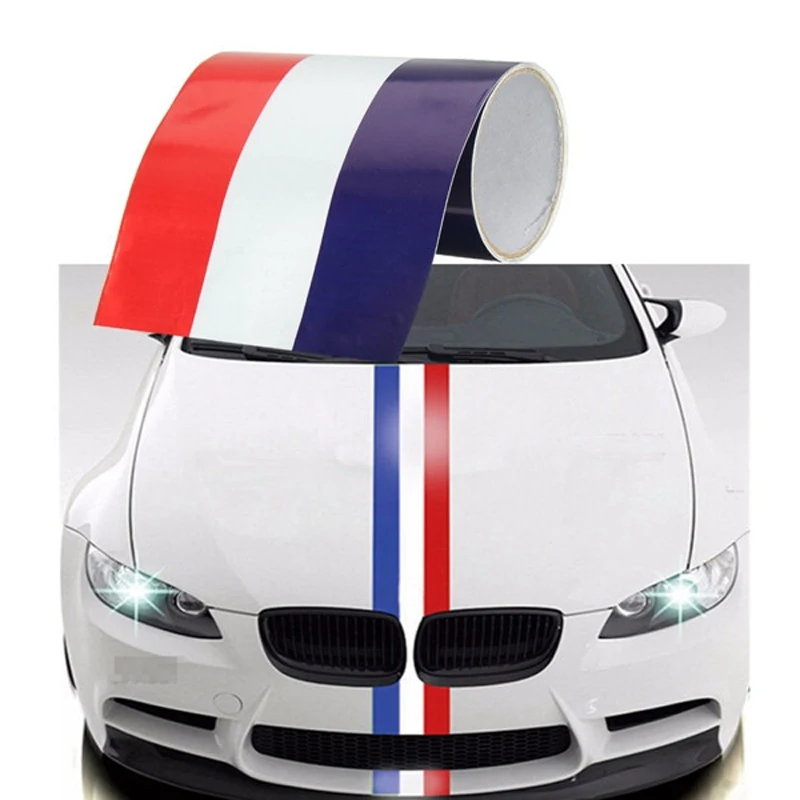 

100*15CM Car Styling Hood Vinyl Sticker Body Striped Decal National Flag for BMW Volkswagen Porsche Vespa Mazda Skoda Renault MG