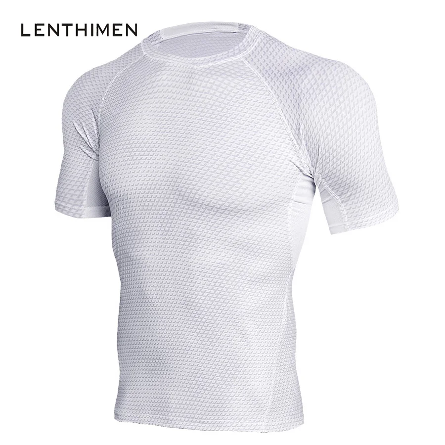 

2018 High Quality Sportswear 3D T Shirt Men Crossfit Bodybuilding Compression Tights White T-Shirt Breathable Soft Top Tees MMA