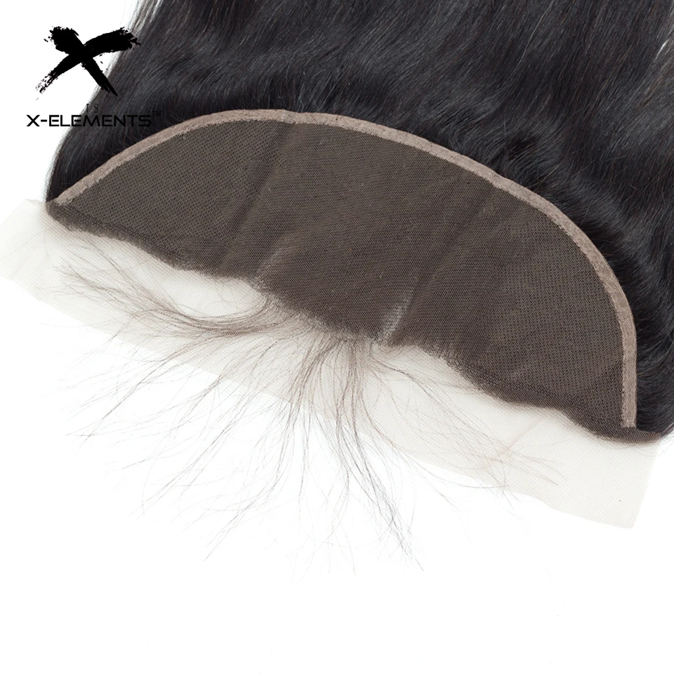 X-Elements Peruvian Straight Hair Bundles with Frontal Natural Color Non Remy Human Hair Weave with 13x4 Lace Frontal (6)