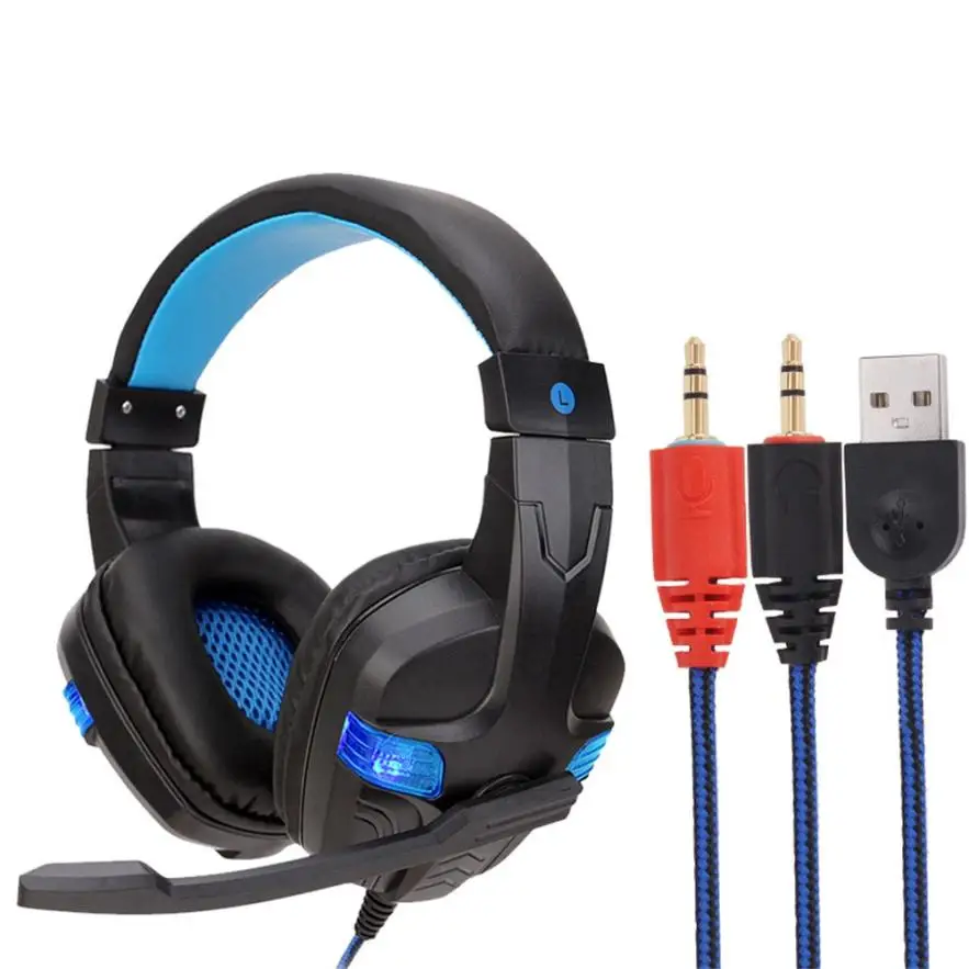 Игровые наушники HIPERDEAL проводные USB со светодиодной подсветкой 3 5 мм с микрофоном