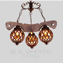 Vintage Loft Personality American Country Wood Iron Glass Led E27*1/2/3/5 Head Pendant Light For Bar Restaurant Living Room 1821