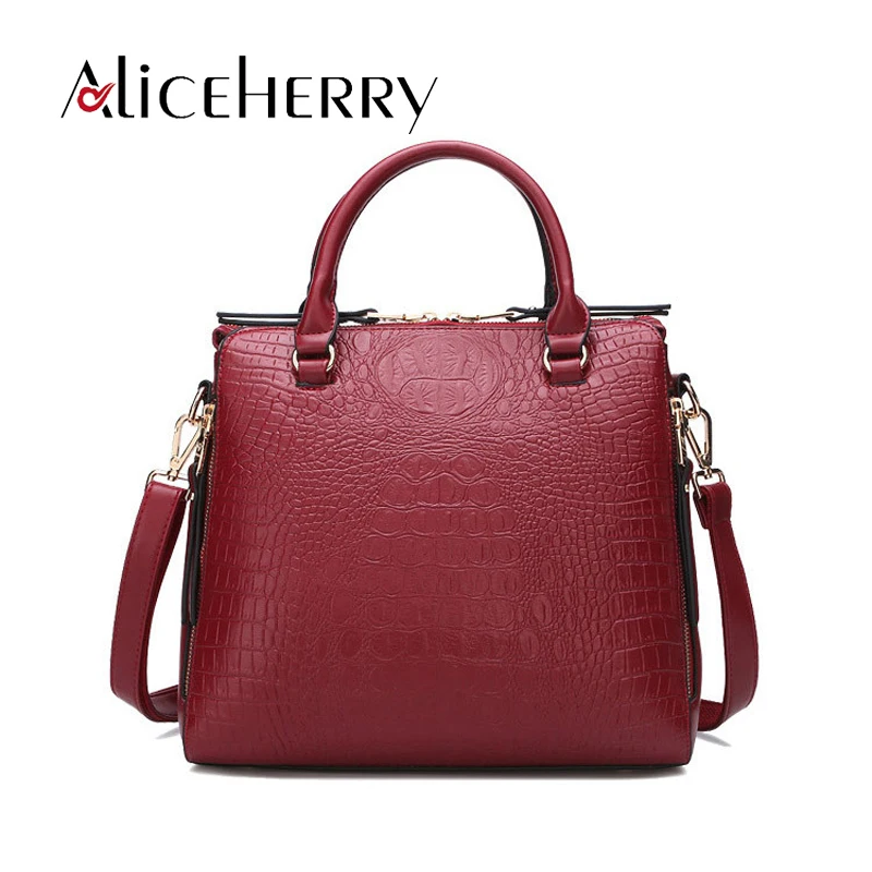 

Luxury Brand Women Genuine Leather Handbags Famous Tote Bag Designer Handbag Alligator Pattern Female Messenger Crossbody Bag