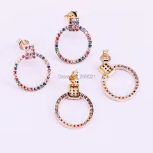 10 пар Элегантные Изящные серьги-гвоздики из кубического циркония для женщин красочные кристалл Радуга круглый круг модные стильные серьги