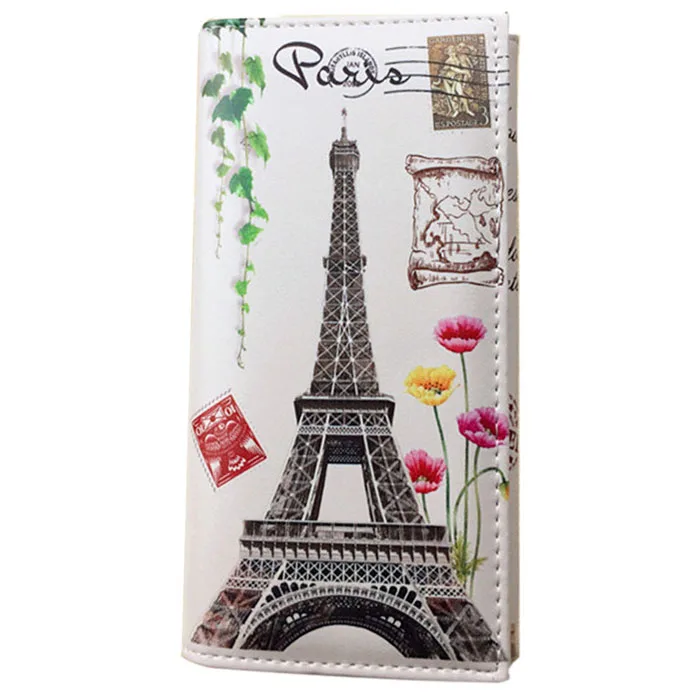

Mance Fashion designer Wallet Women Long Wallets Smooth PU leather Paris Flags Eiffel Tower Style Lady Coin Purses Clutch Wallet