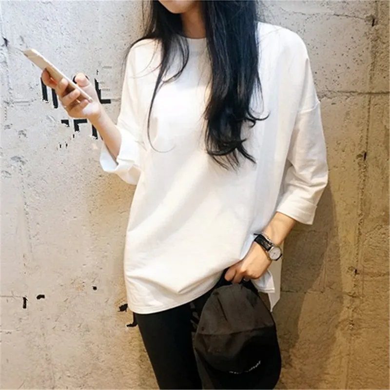 

2019 Winter New Arrivals Solid Women T shirt Casual Long Sleeve O-neck Cotton T-shirt Fashion Brief Female Loose T-shirts 63644