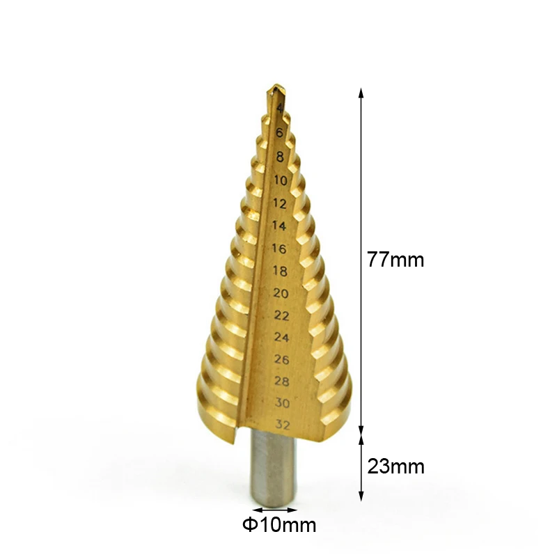 

Step drill bit 32mm Triangle auger drill 4-32mm Triangular shank drill Straight flute step triangular pagoda shape