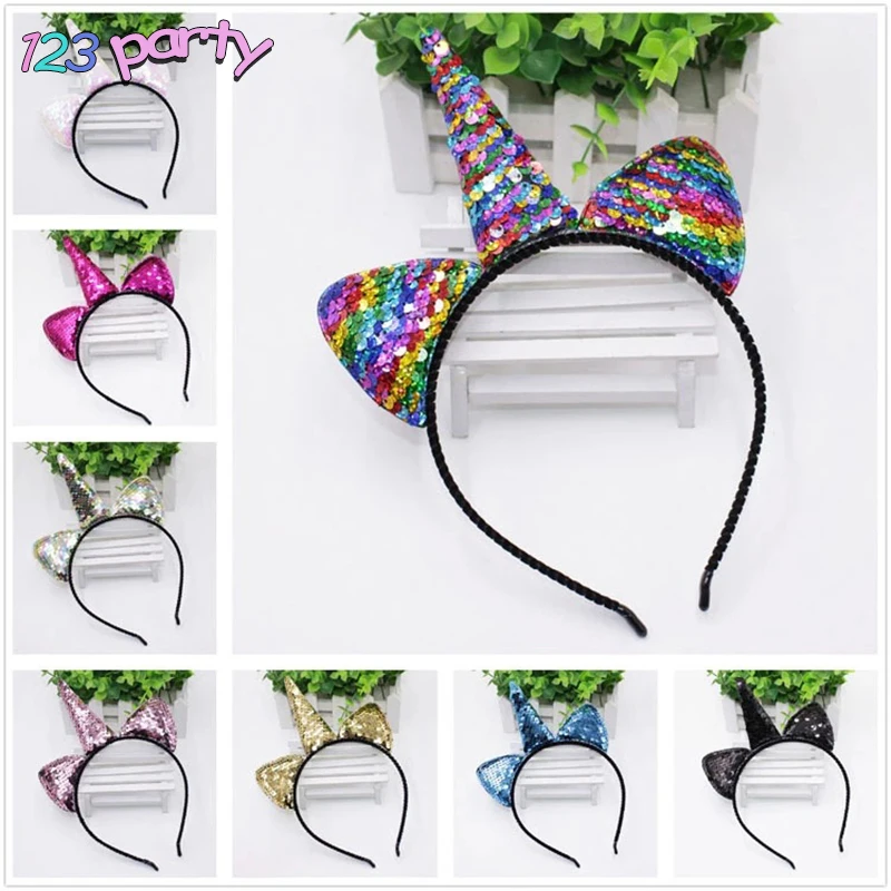 

Children Sequin Cat Ears Headband For Girls And Kids Unicorn headband Hair Accessories Unicorn Birthday Party baby shower