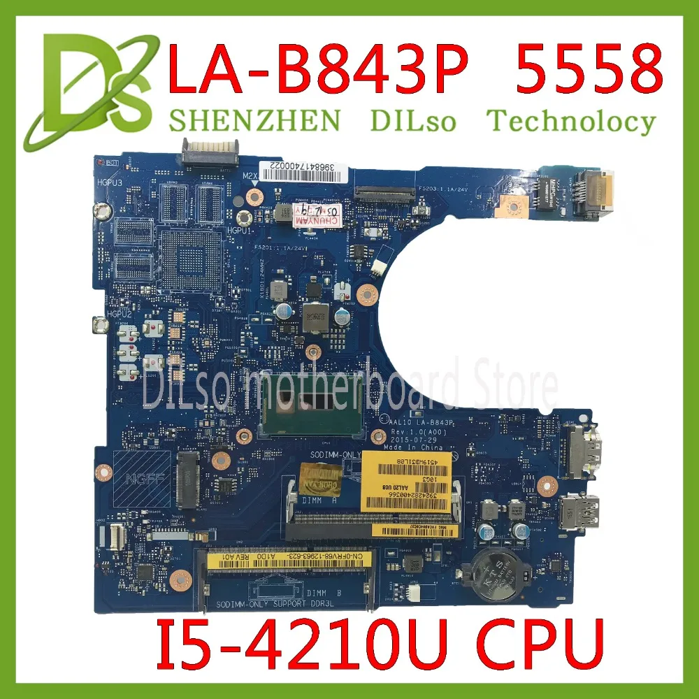 Цена KEFU LA B843P CN 0FRV68 для DELL CN 0FRV68 FRV68 5458 5558 5758 Материнская плата ноутбука I5 4210U GM LA B843P REV 1,0 работы 100%