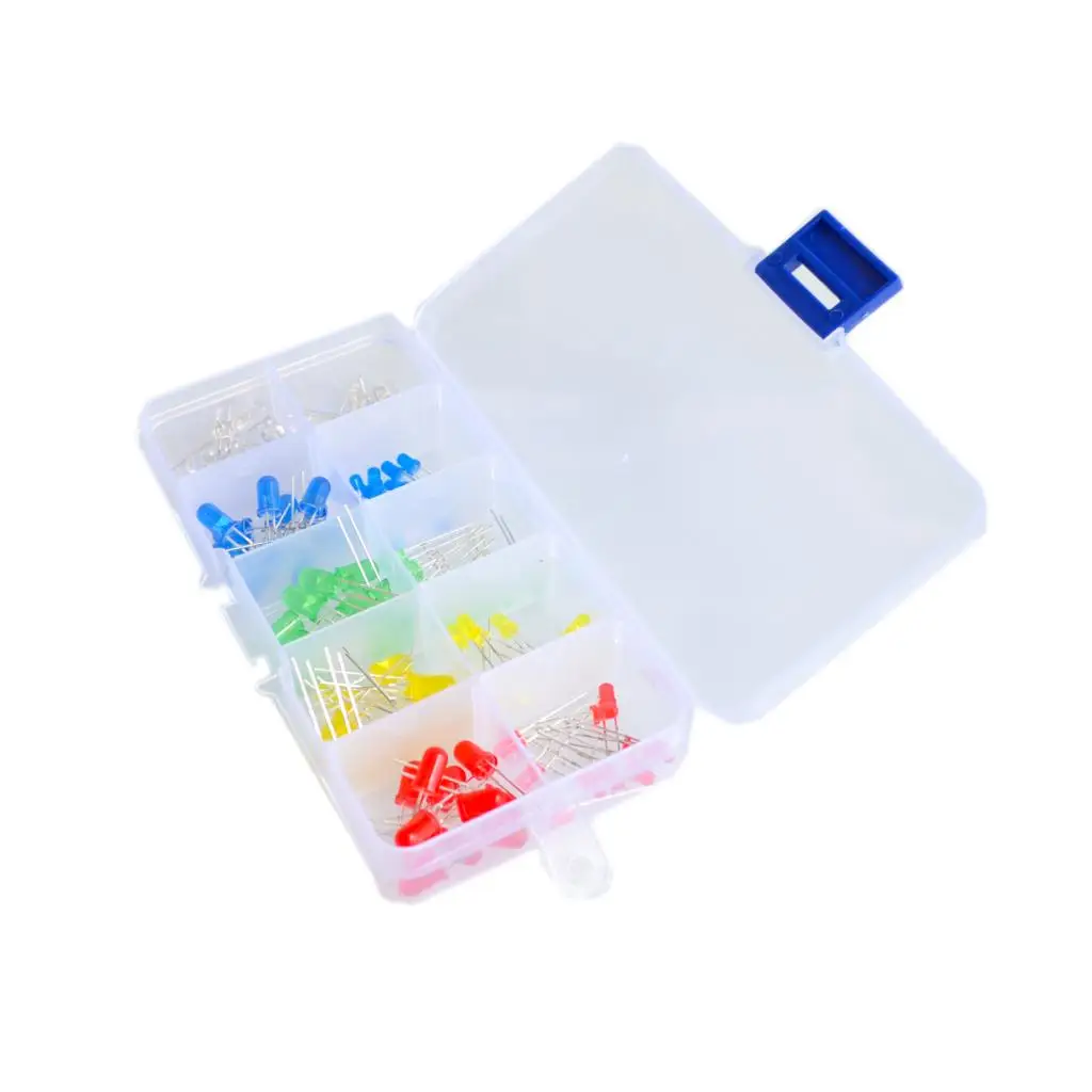 

100pcs/lot 3MM 5MM Led Kit With Box Mixed Color Red Green Yellow Blue White Light Emitting Diode Assortment 10pcs Each