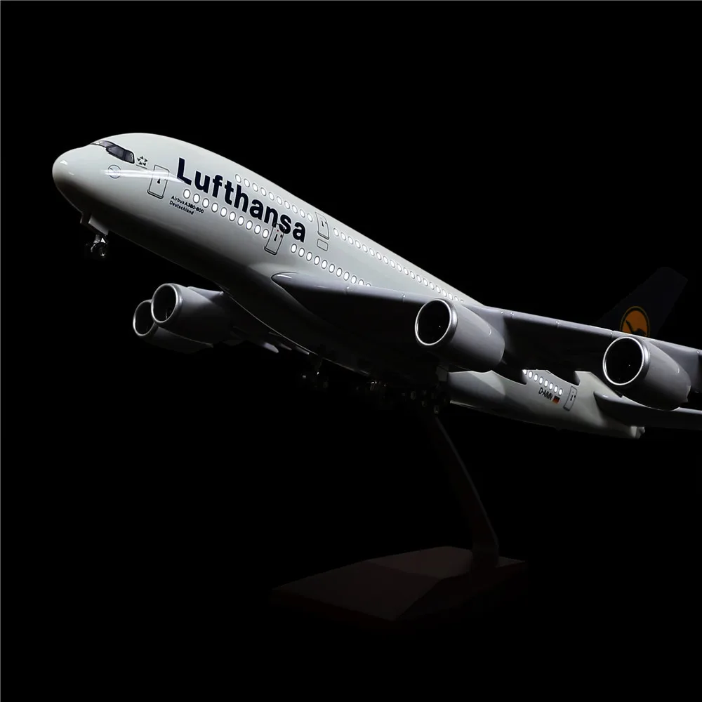 46 см 1: 160 литой под давлением модель самолета Lufthansa A380 с светодиодный светильник(сенсорный или звуковой контроль) самолет для украшения или подарка